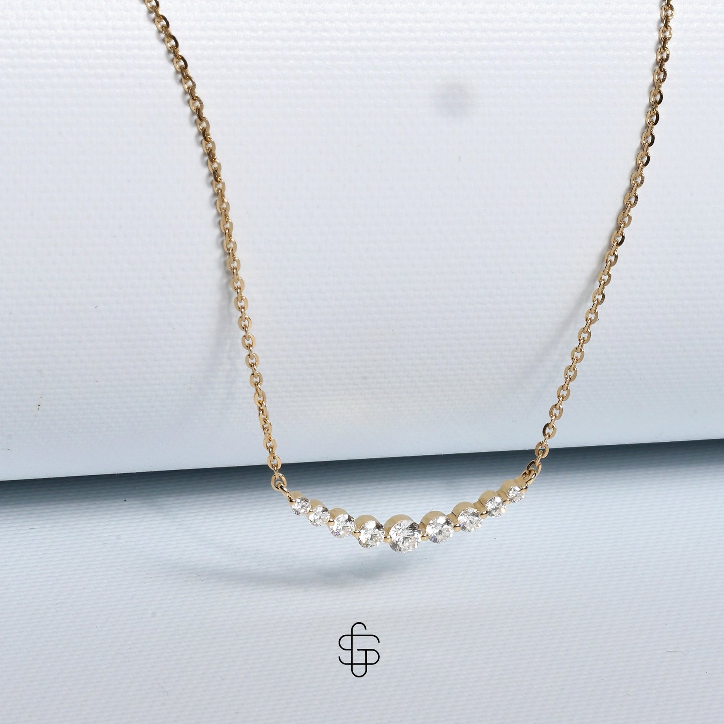 Celestial Curve Diamond Necklace – 14K Gold