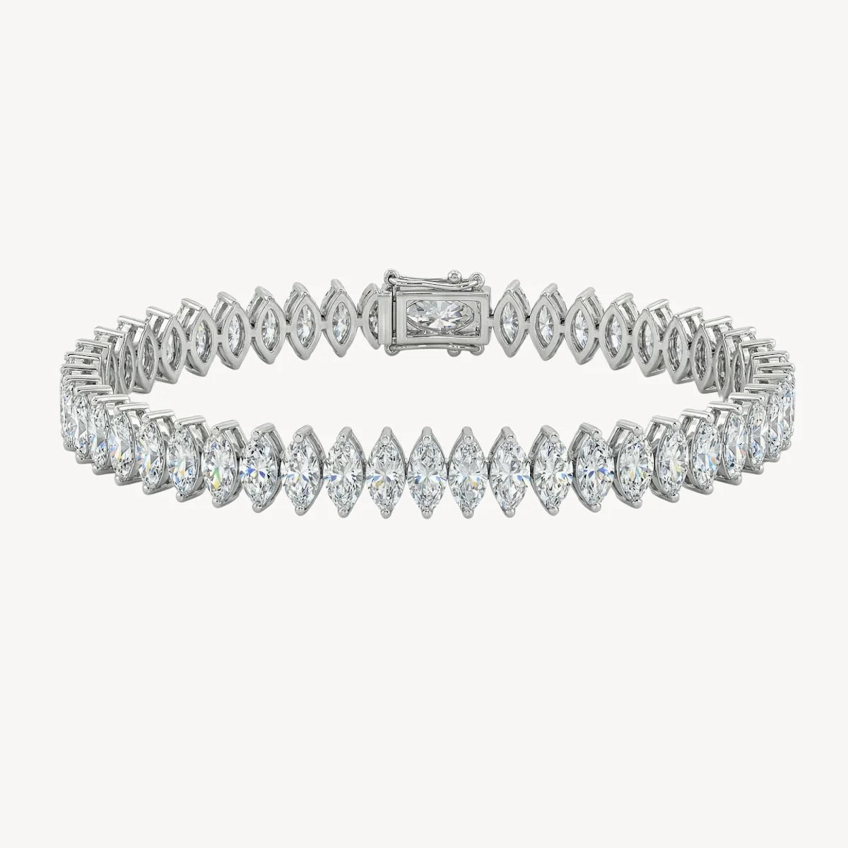 18K white gold natural marquise diamond tennis bracelet