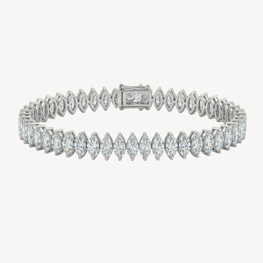 18K white gold natural marquise diamond tennis bracelet