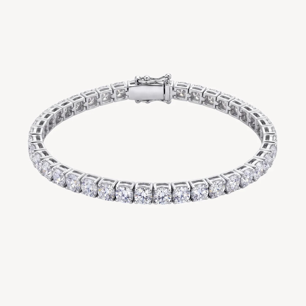 18K white gold natural round diamond tennis bracelet