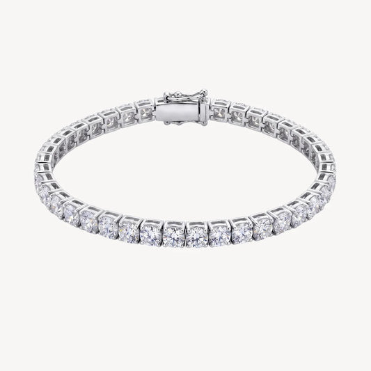 18K white gold natural round diamond tennis bracelet