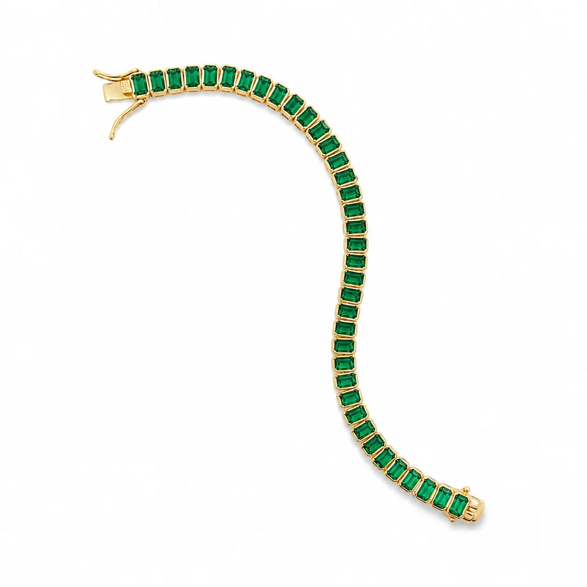 18K gold-filled 6mm green CZ baguette tennis bracelet