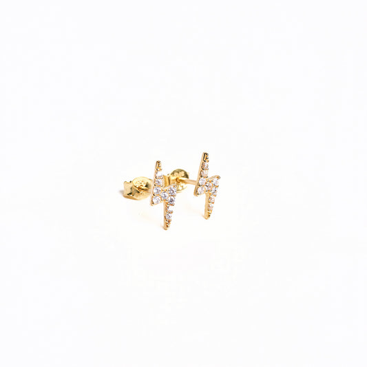 14K Gold Lightning Bolt Stud Earrings – SrOfGold Spark Edition