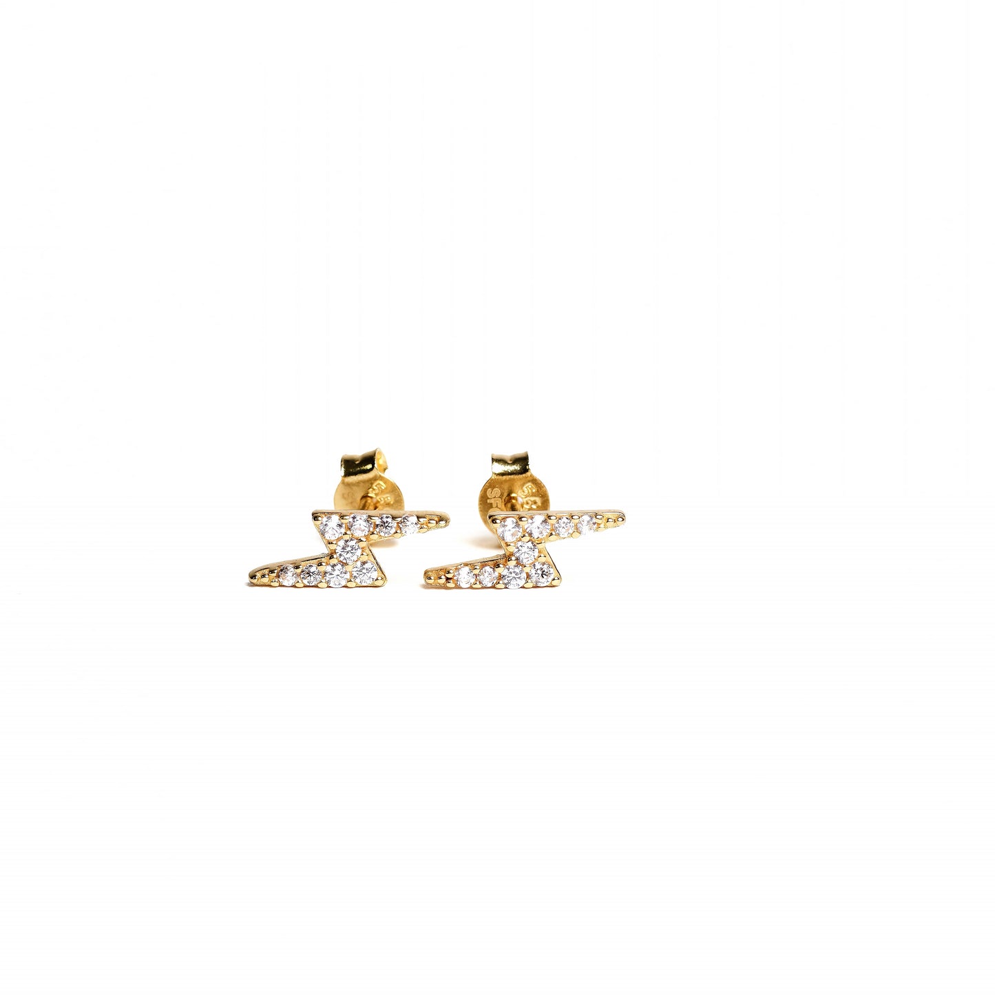 14K Gold Lightning Bolt Stud Earrings – SrOfGold Spark Edition
