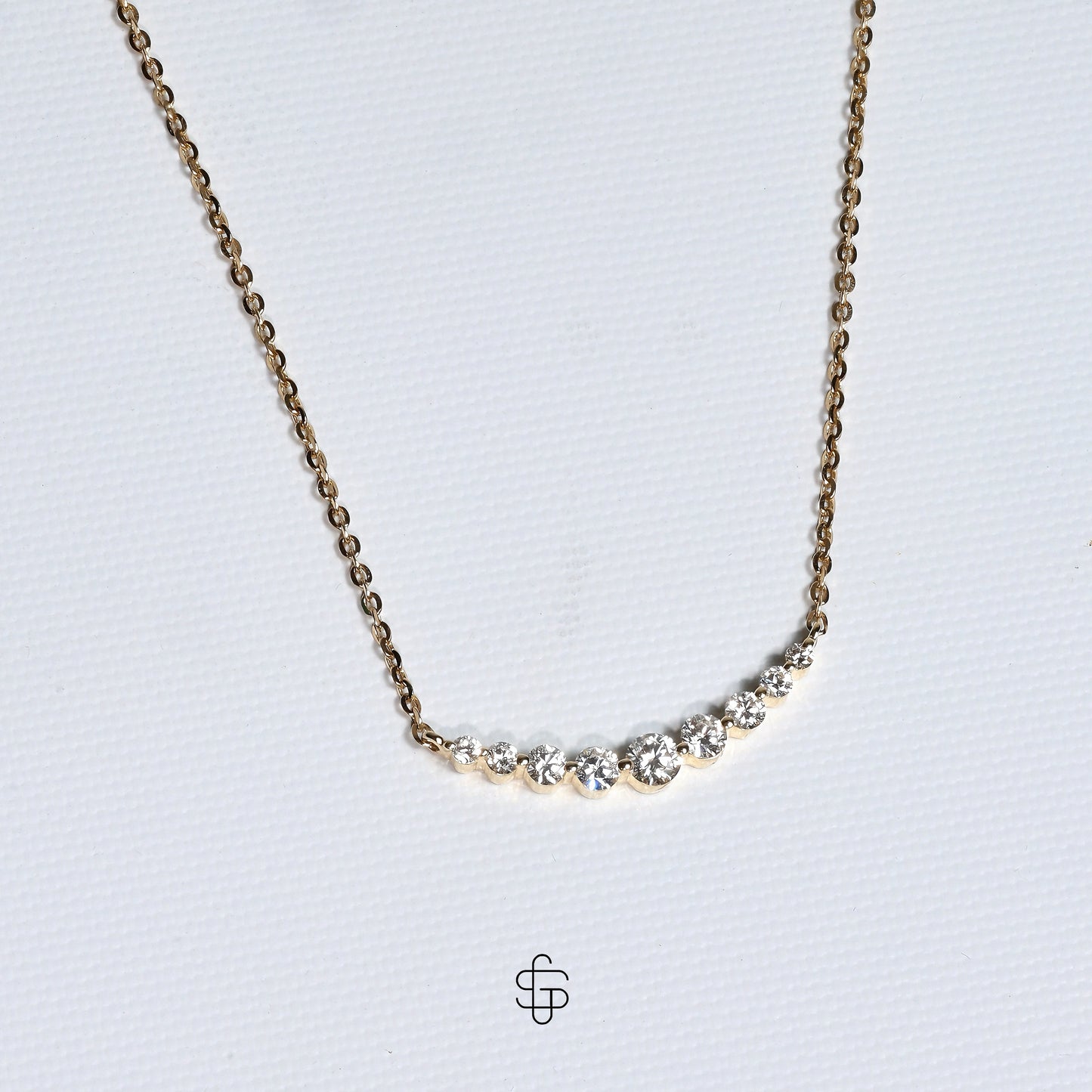 Celestial Curve Diamond Necklace – 14K Gold