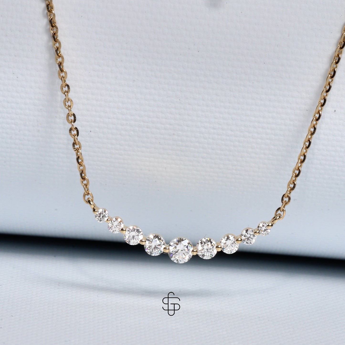 Celestial Curve Diamond Necklace – 14K Gold