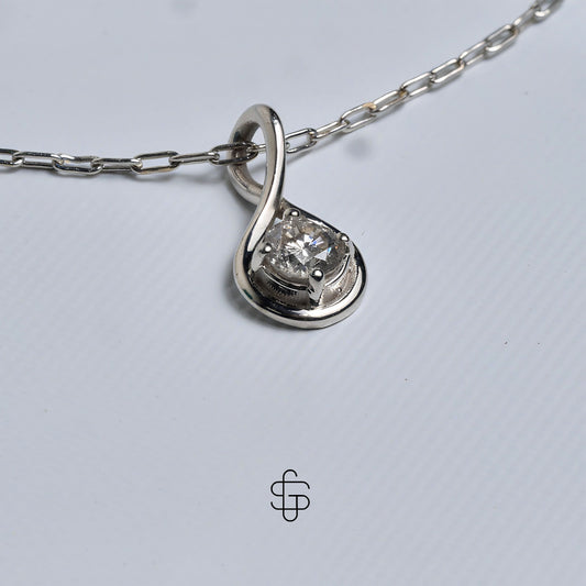 Eternal Grace: 14K White Gold Necklace with Lab Diamond