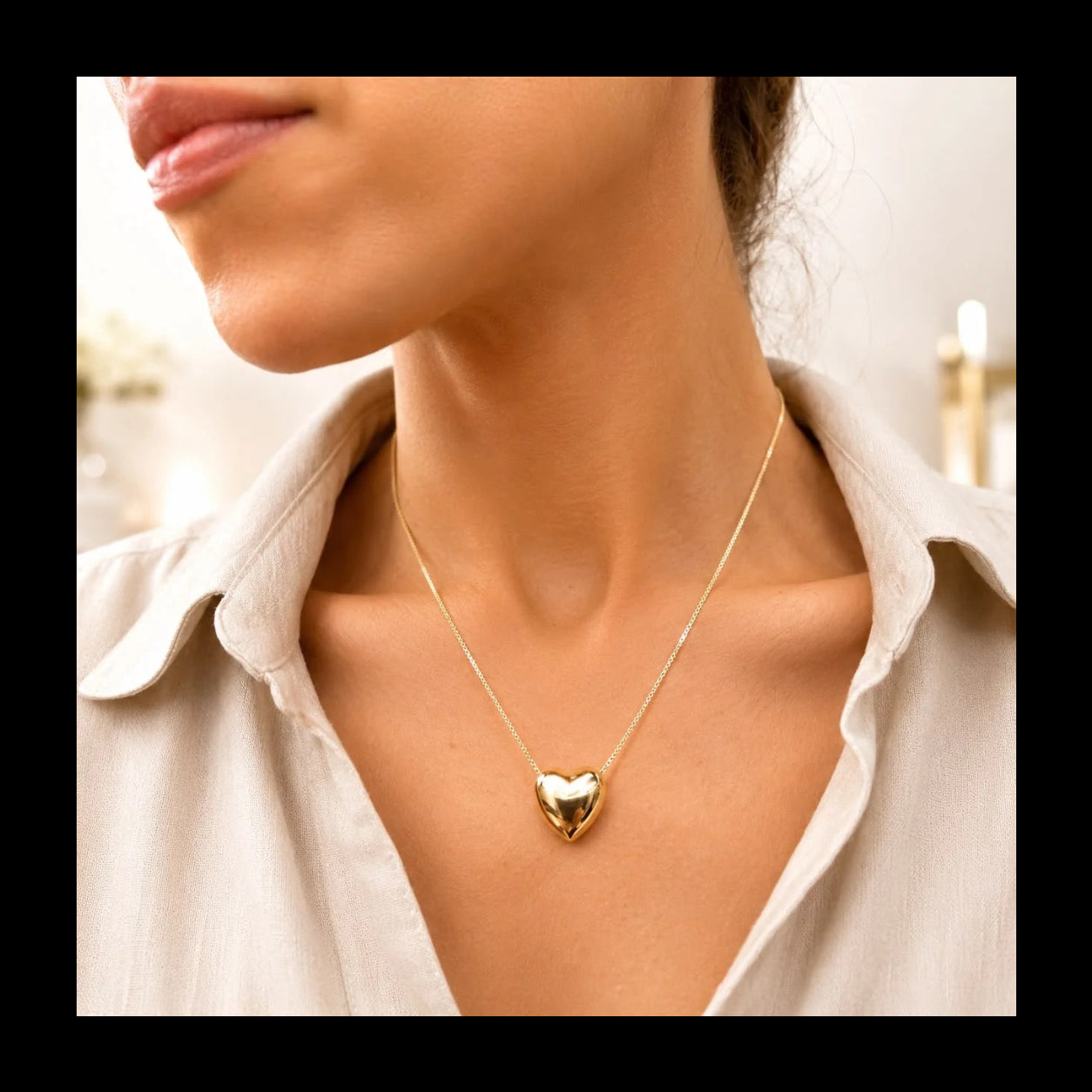 Puffy Heart Pendant Necklace