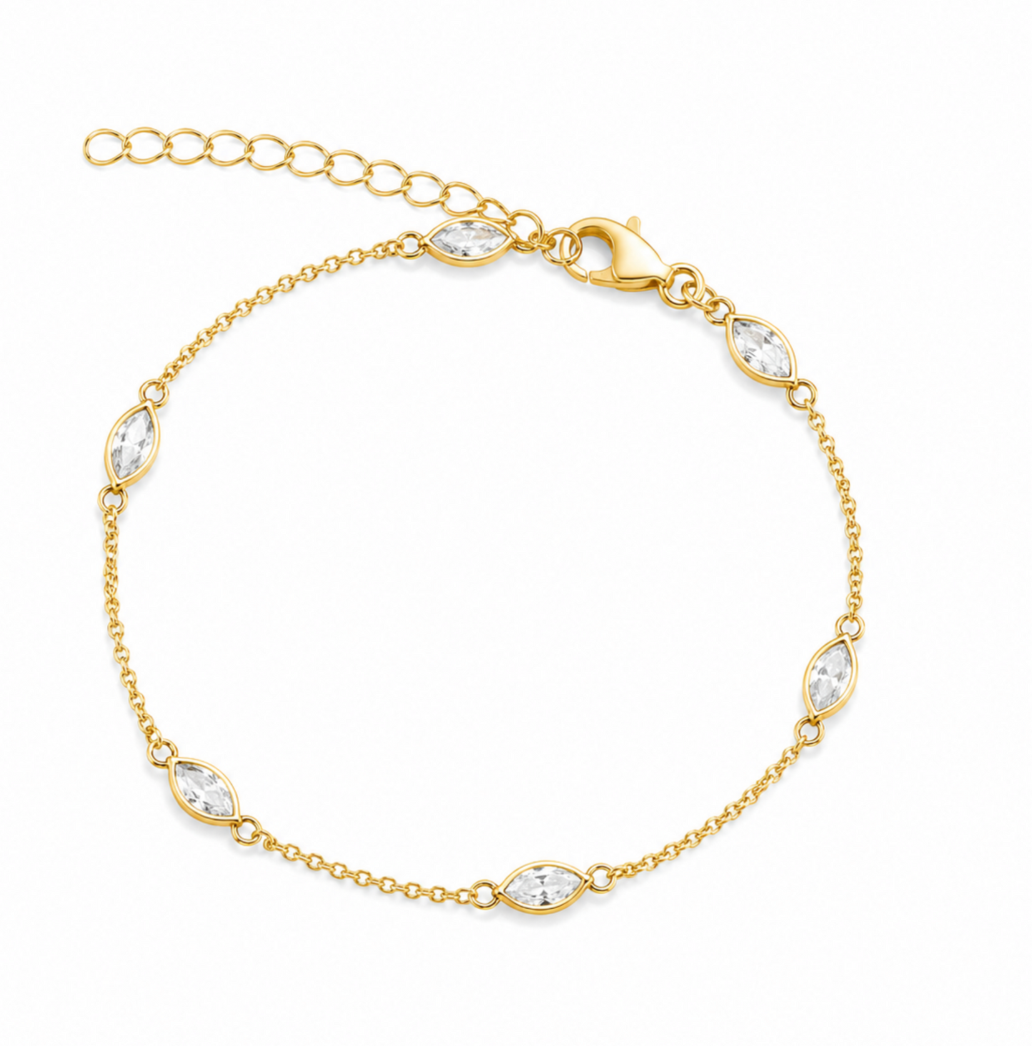 Oval Bezel Crystal Dainty Minimalist Layering Bracelet