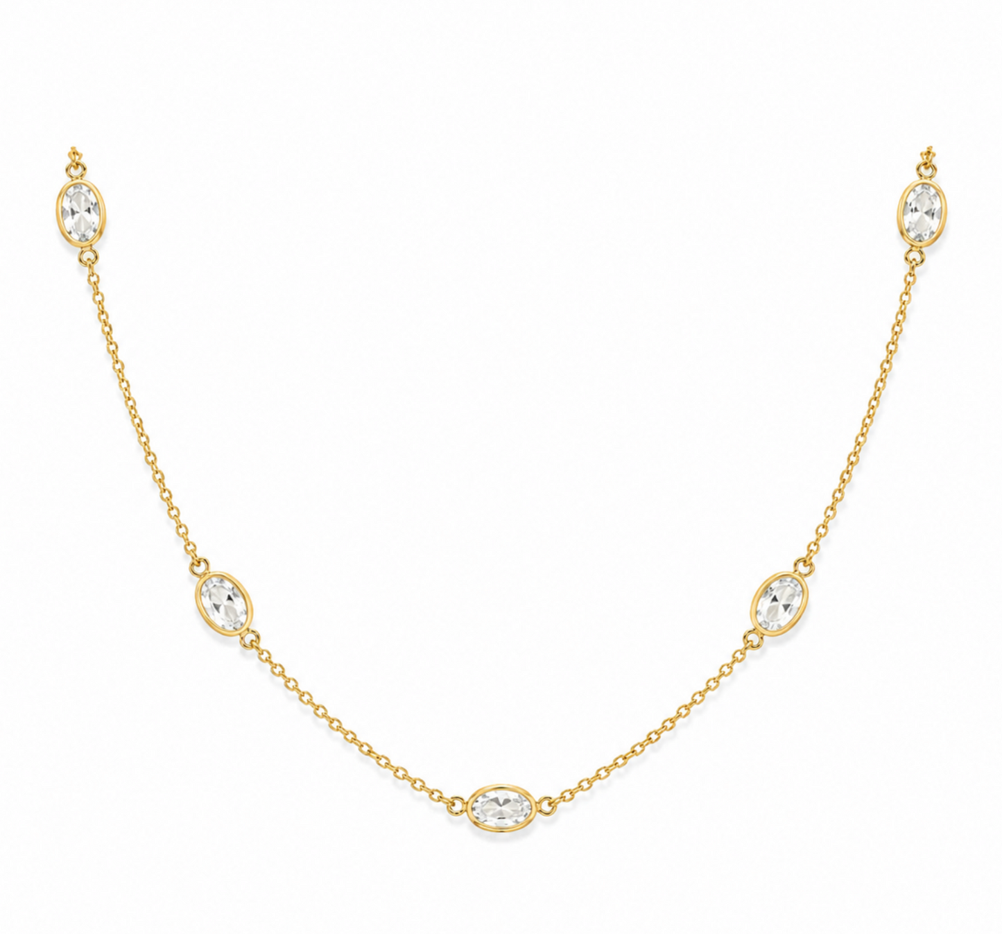 Oval Bezel Crystal Layering Necklace