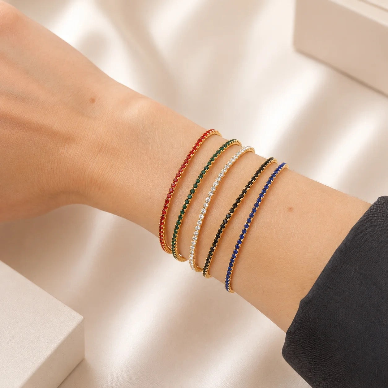 Colored CZ Stretch Tennis Bracelet