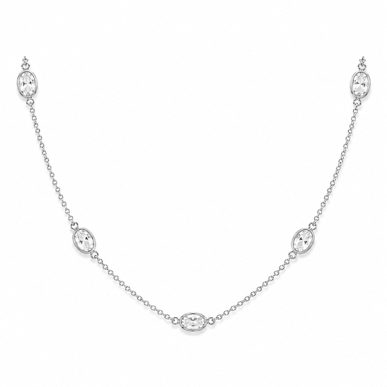 Oval Bezel Crystal Layering Necklace