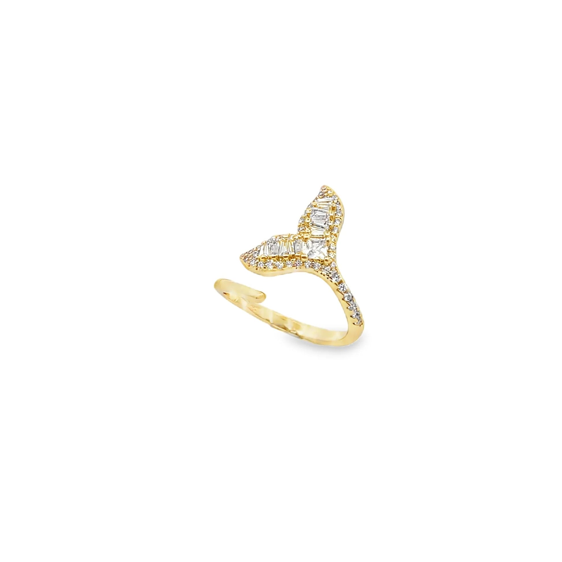 Gold butterfly cubic zirconia adjustable open ring