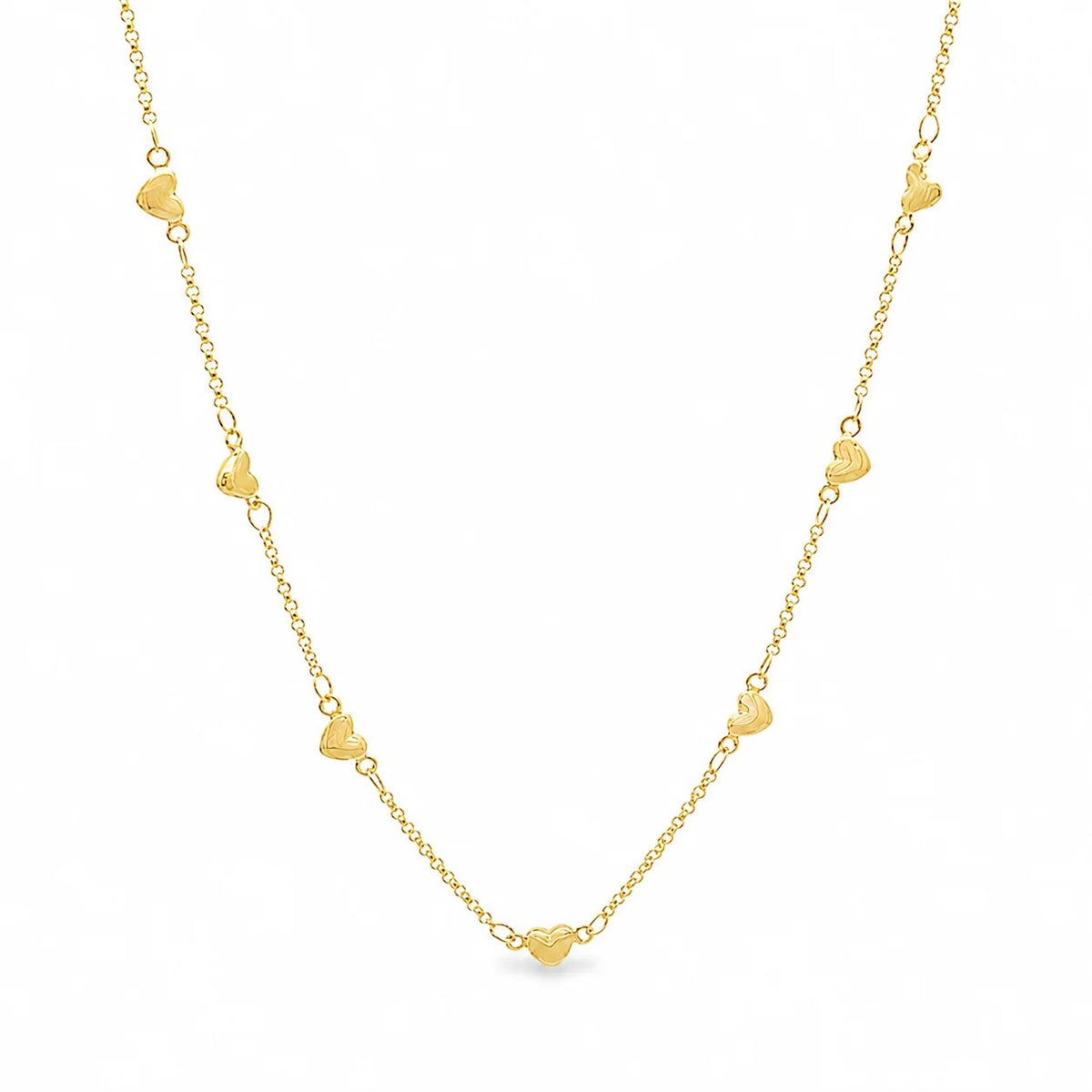 18K gold-filled multi heart station necklace