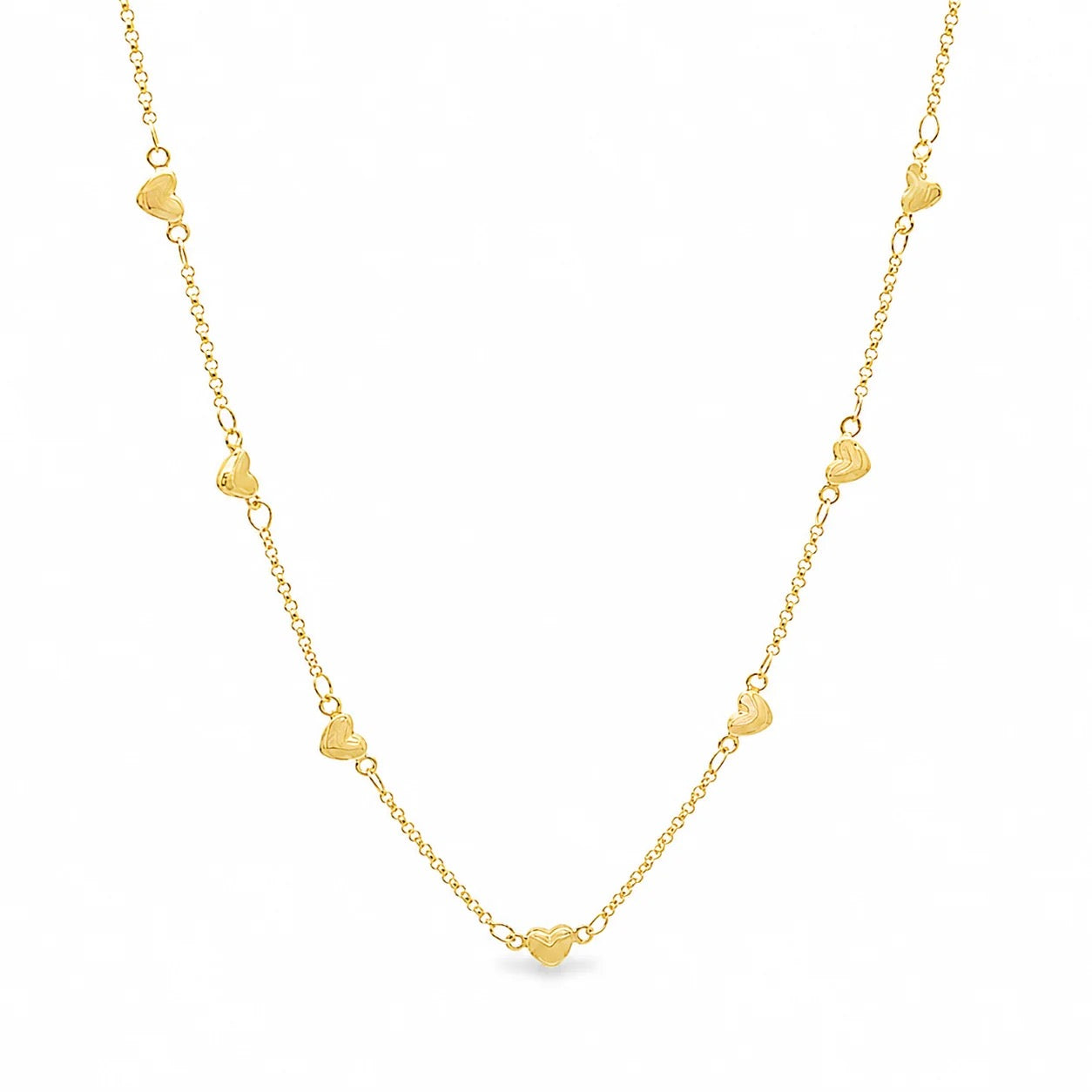 18K gold-filled multi heart station necklace