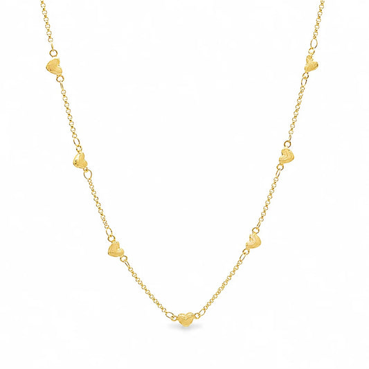 18K gold-filled multi heart station necklace