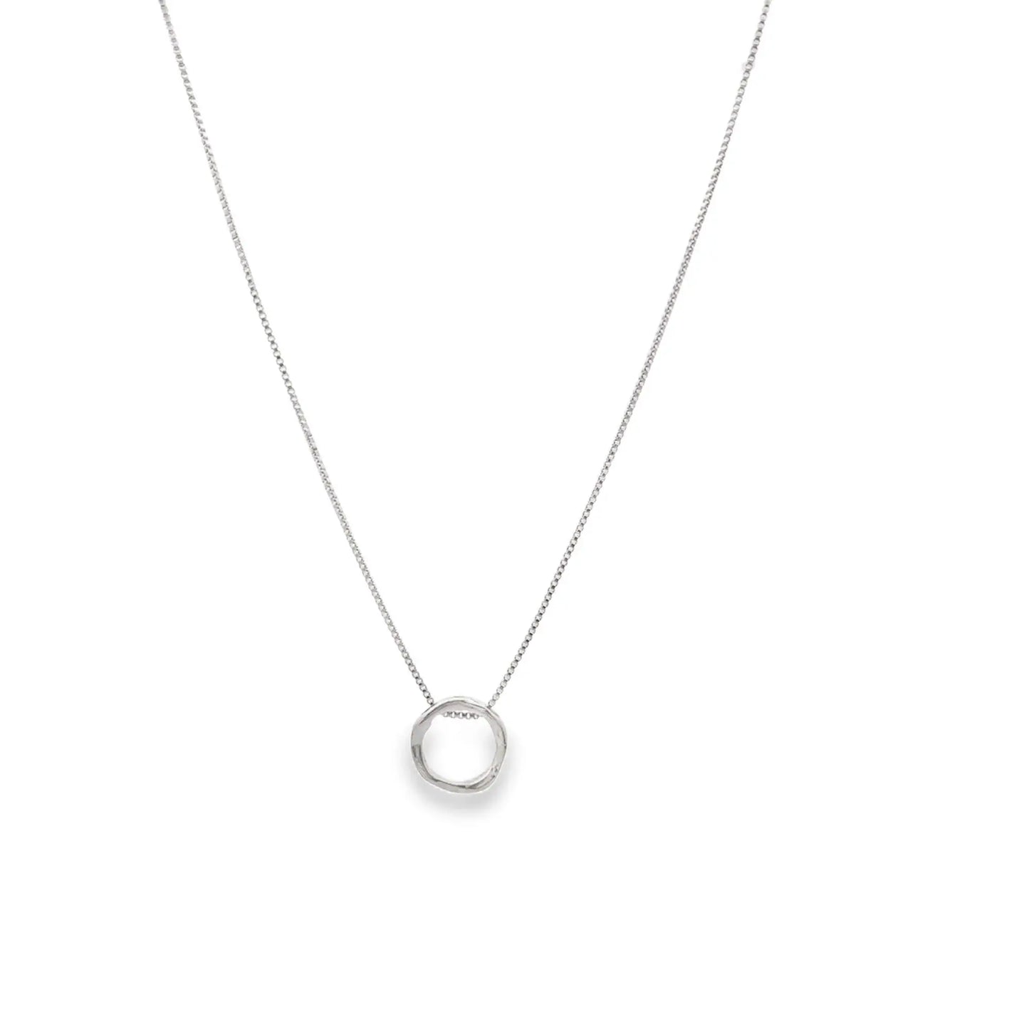 Organic Circle Pendant Necklace in 18K rhodium-filled finish