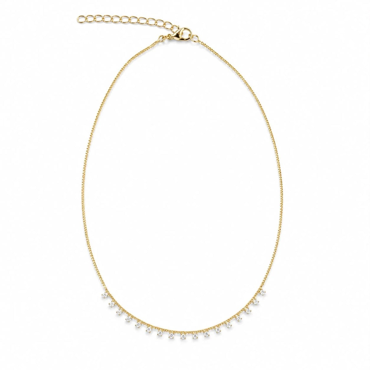 Square cubic zirconia dainty choker in gold finish