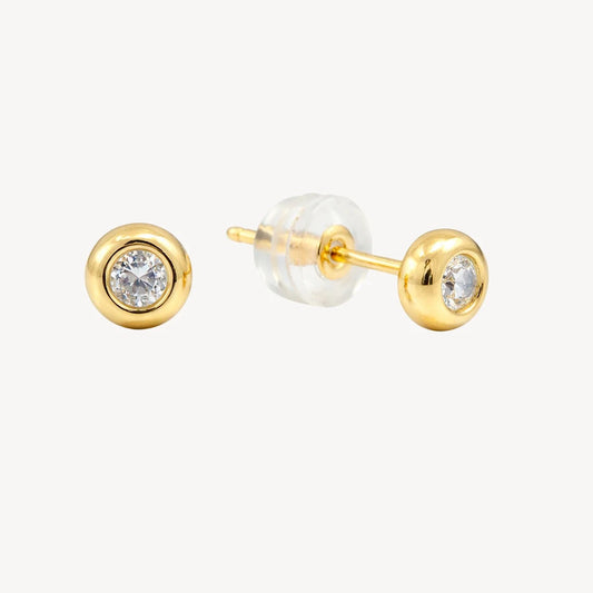 18K yellow gold bezel-set lab-grown diamond stud earrings