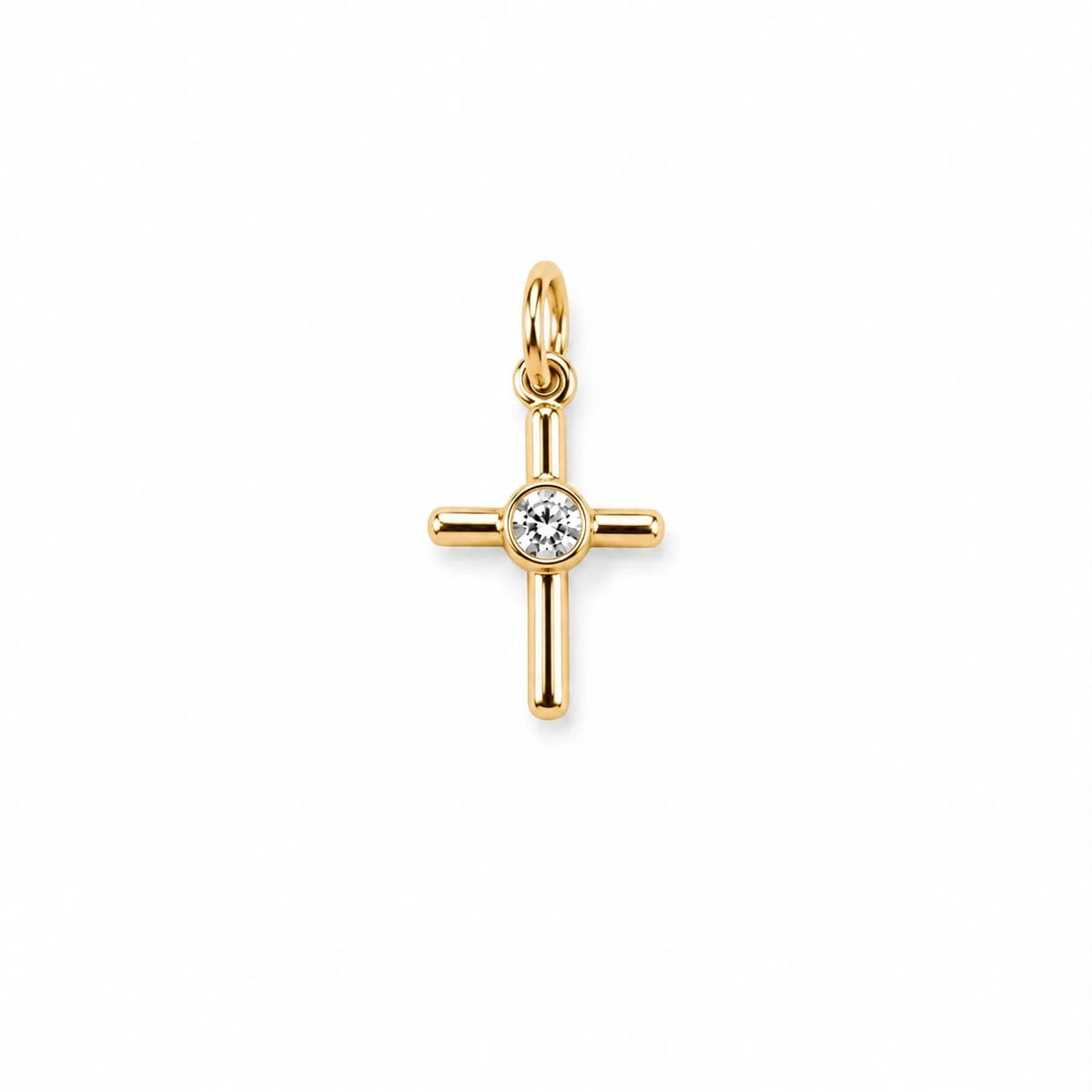 18K gold-filled cross charm with hand-set cubic zirconia