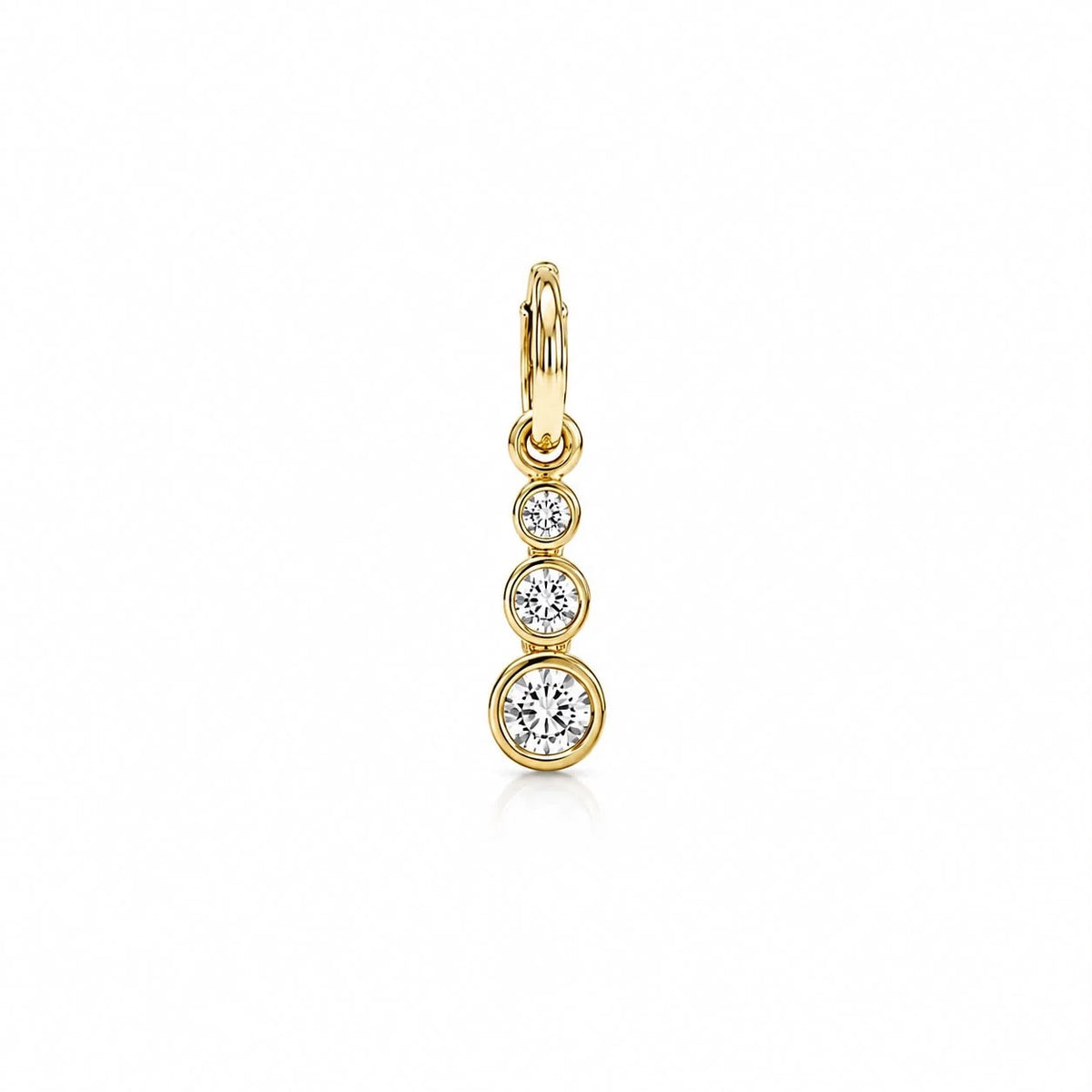 18K gold-filled graduated three-stone CZ drop charm